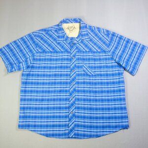 Cabela's Outfitter series button down shirt men's size 2XL light & dark blue